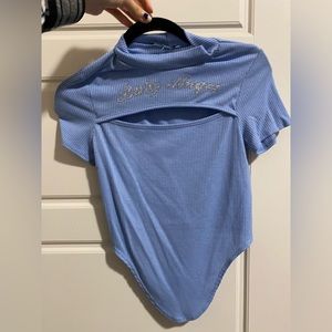 Blue Ribbed Baby Angel Crop Top Size Medium (M)